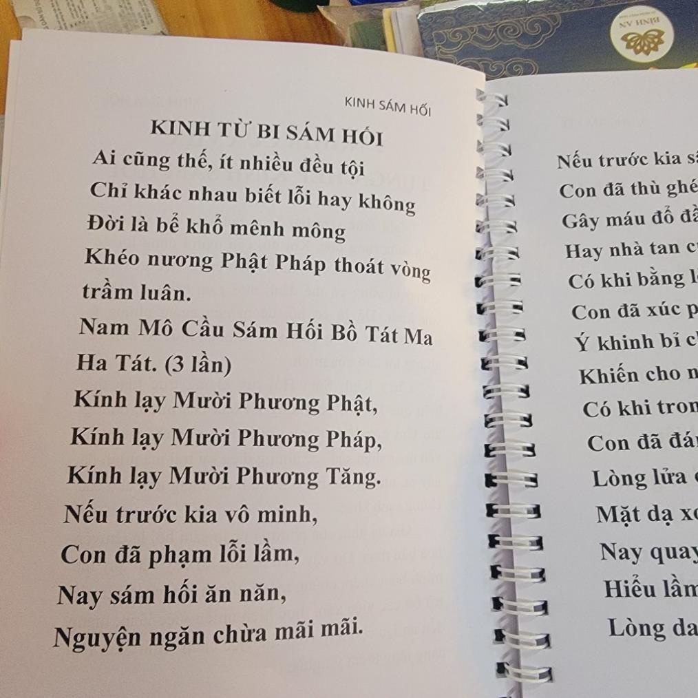 KINH SÁM HỐI CHỮ ĐẬM CHO PHẬT TỬ TẠI GIA KHỔ A4, A5 LÒ XO QUÁ ĐẸP
