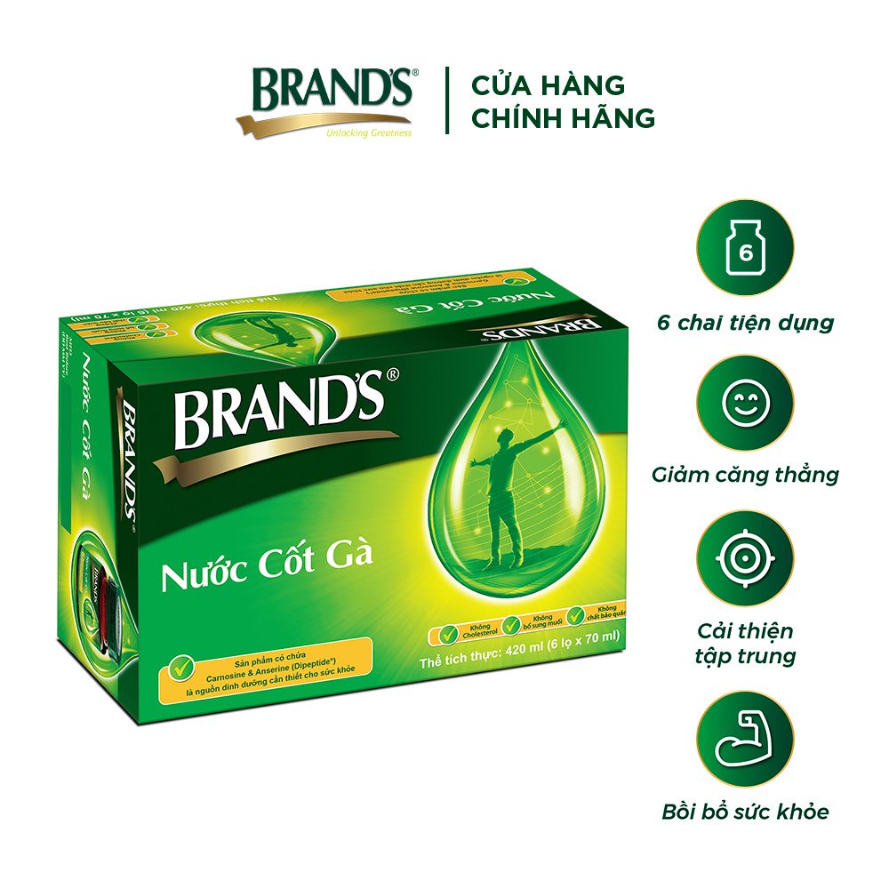 Combo 1 hộp nước cốt gà BRAND'S vị truyền thống 70 ml và 1 hộp nước yến thật BRAND'S đường phèn 70 ml