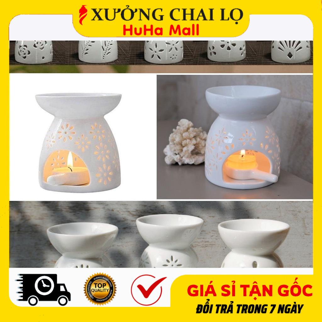Đèn Xông Tinh Dầu Đốt Bằng Nến Hoa Nhí Trắng Đẹp Và Sang Trọng Decor Phòng Ngủ