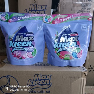 Thùng 8 túi x 34 viên giặt xả 2in1 MaxKleen hương nước hoa
