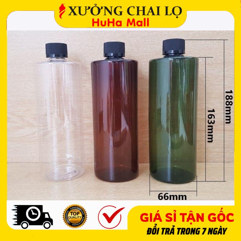 Chai Lọ Chiết Mĩ Phẩm ❤ Siêu Rẻ ❤ Chai Lọ Nhựa Pet 500ml, 1 Lít Dày Nắp Vặn Đen Đựng Trà Sữa, Nước Trái Cây, Mật Ong