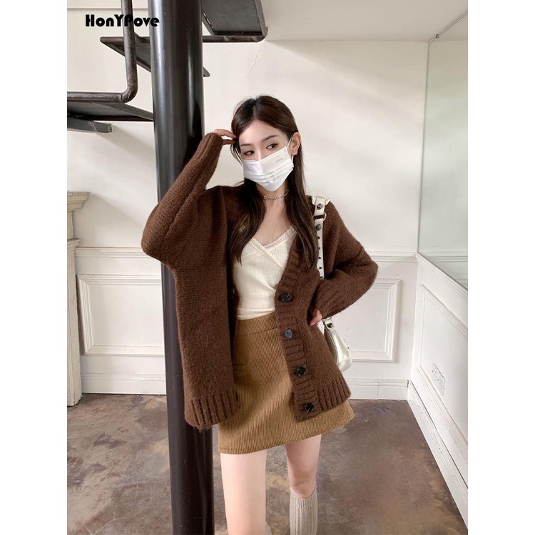 Honypove Chân Váy Kaki Chữ a Dáng Ngắn Dễ Phối Đồ Thời Trang Thu Đông Cho Nữ