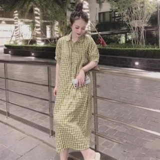 VÁY SƠ MI XANH KẺ CARO
