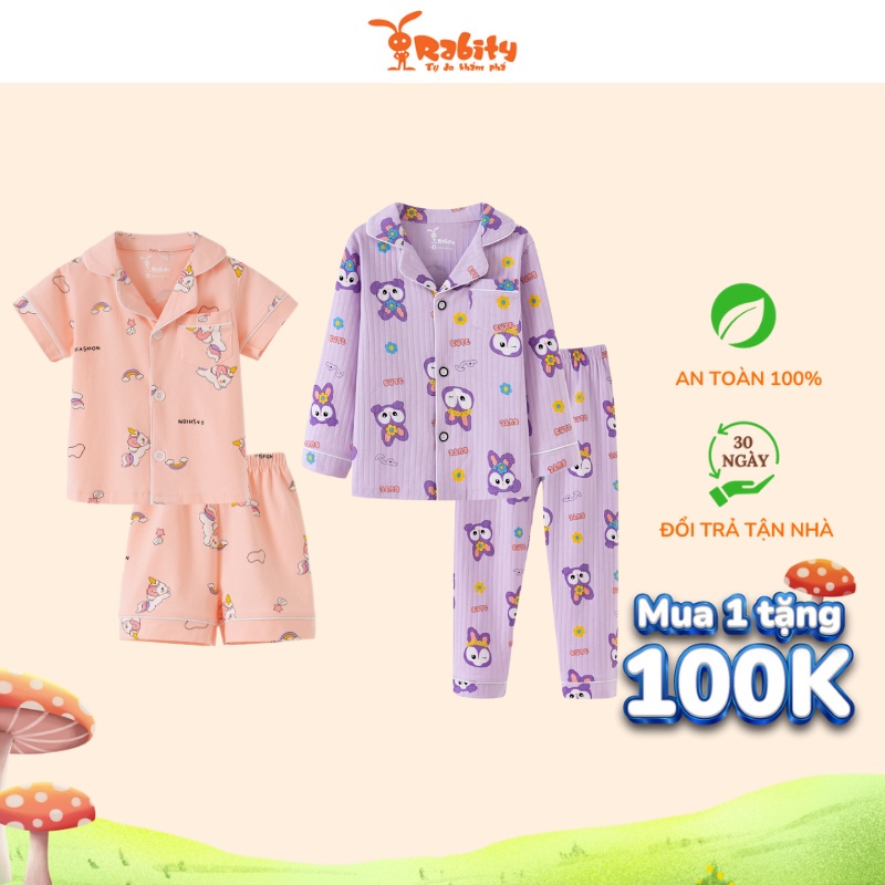 Bộ Pijama bé gái Rabity bộ đồ ngủ cao cấp cho bé gái đồ cho trẻ em 93021