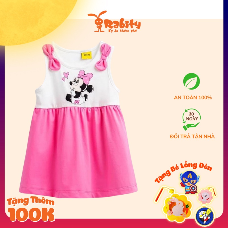 Váy bé gái ngắn tay Rabity họa tiết chuột mickey dễ thương 5608