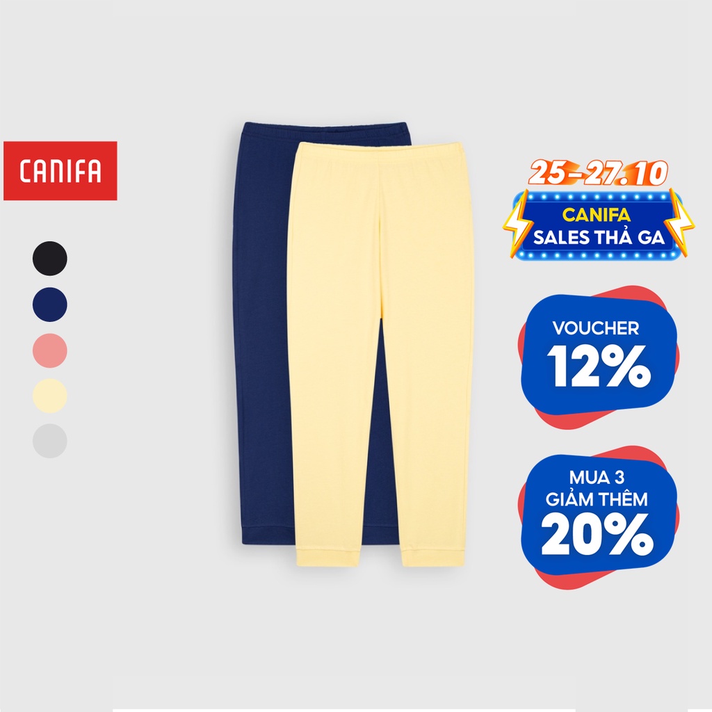 Pack 2 quần mặc nhà bé gái CANIFA chất liệu cotton pha, pack mix màu khác nhau, cạp chun, dáng ôm 1LA22W005