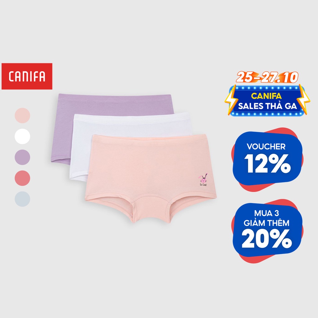 Combo 3 quần lót bé gái CANIFA chất liệu cotton nhiều màu 1US22A012