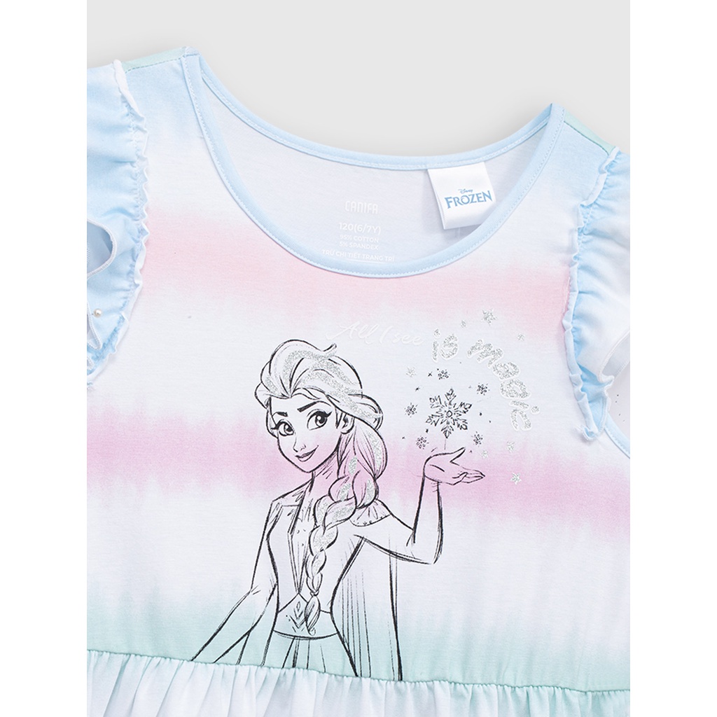 Váy liền bé gái CANIFA chất liệu cotton, cổ tròn tay cánh tiên, dáng xoè 1DS23S009