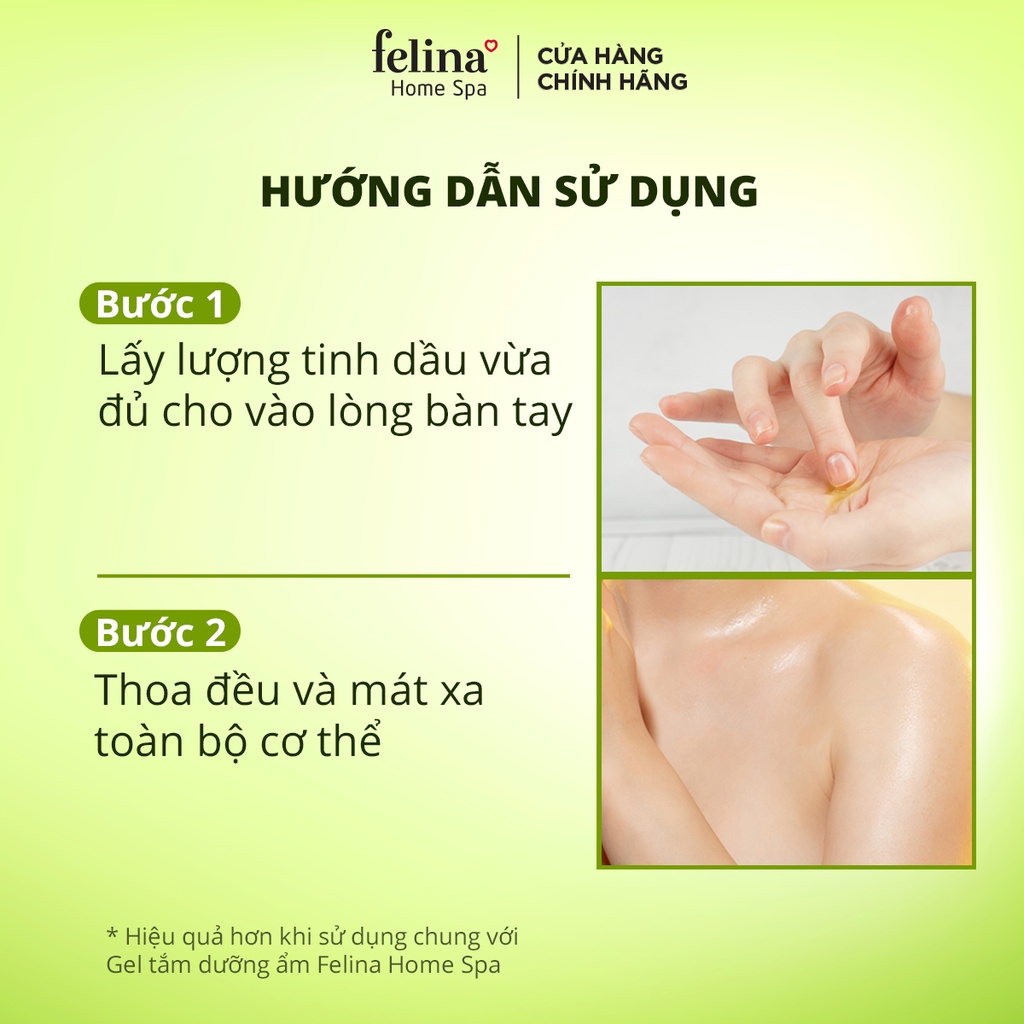 Tinh Dầu Dưỡng Thể Body Oil Felina Home Spa 100ml từ Olive và Bơ tăng cường & khóa ẩm cho làn da căng mướt tức thì