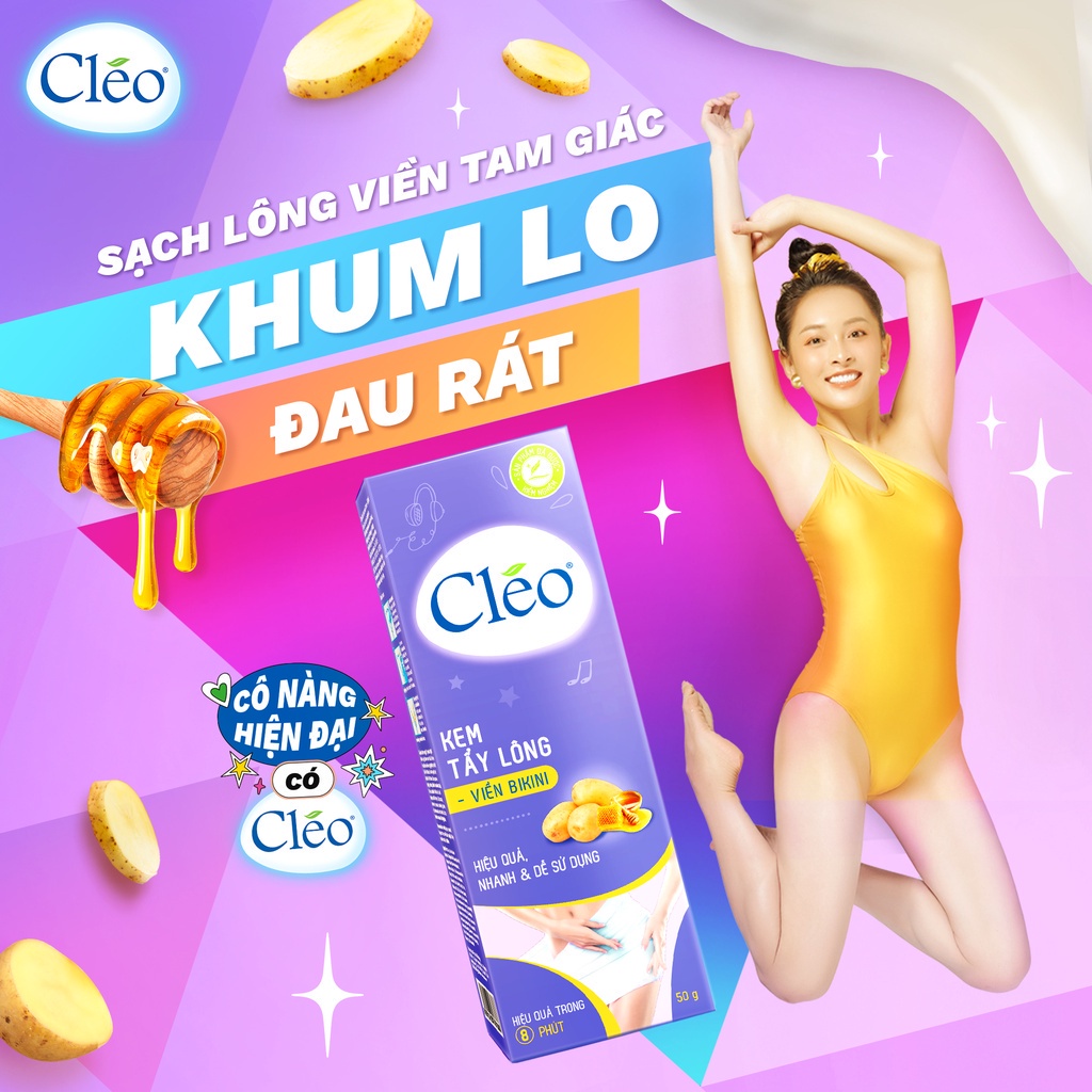 Kem tẩy lông Bikini Cléo, tẩy sạch nhanh, hiệu quả, an toàn không đau rát 50g