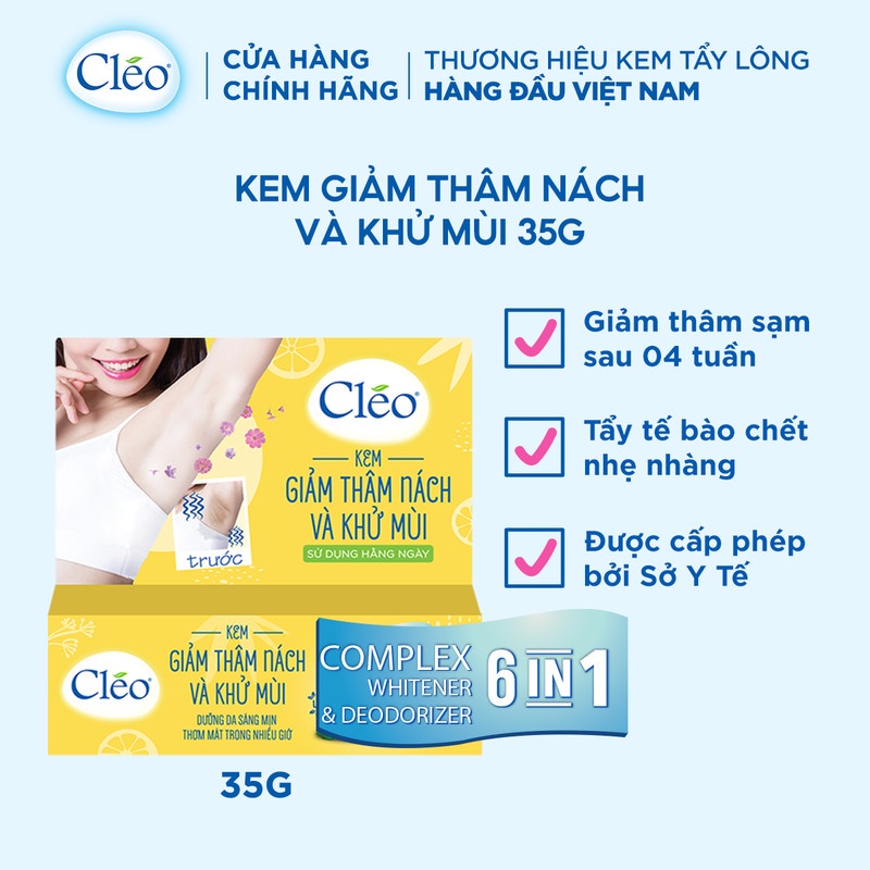 Kem giảm thâm nách và khử mùi Cléo 35g dưỡng da sáng mịn 6 trong 1