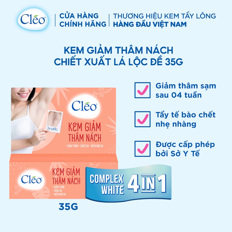 Kem Giảm Thâm Nách Cléo 35g giúp da dưới cánh tay mềm mịn, giảm thâm hiệu quả