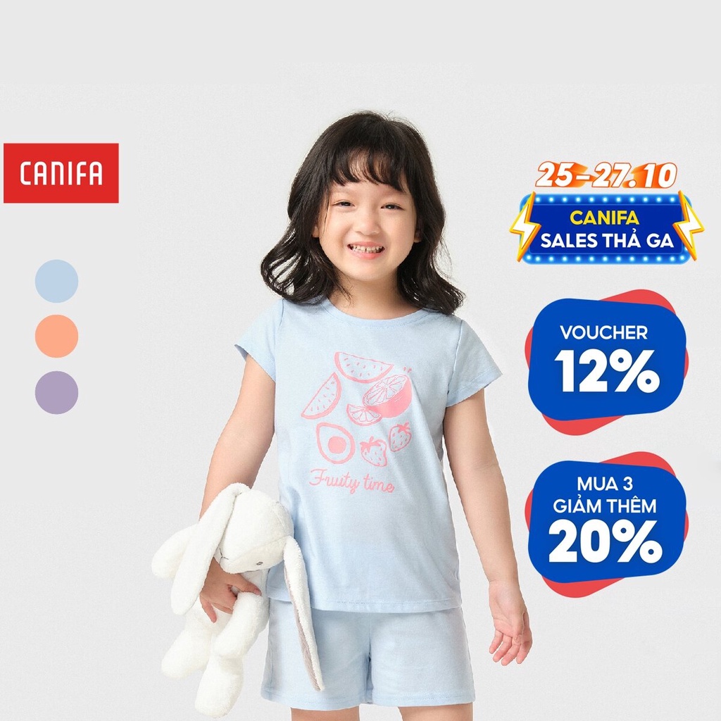 Bộ quần áo bé gái CANIFA chất liệu cotton pha 1LS23S001