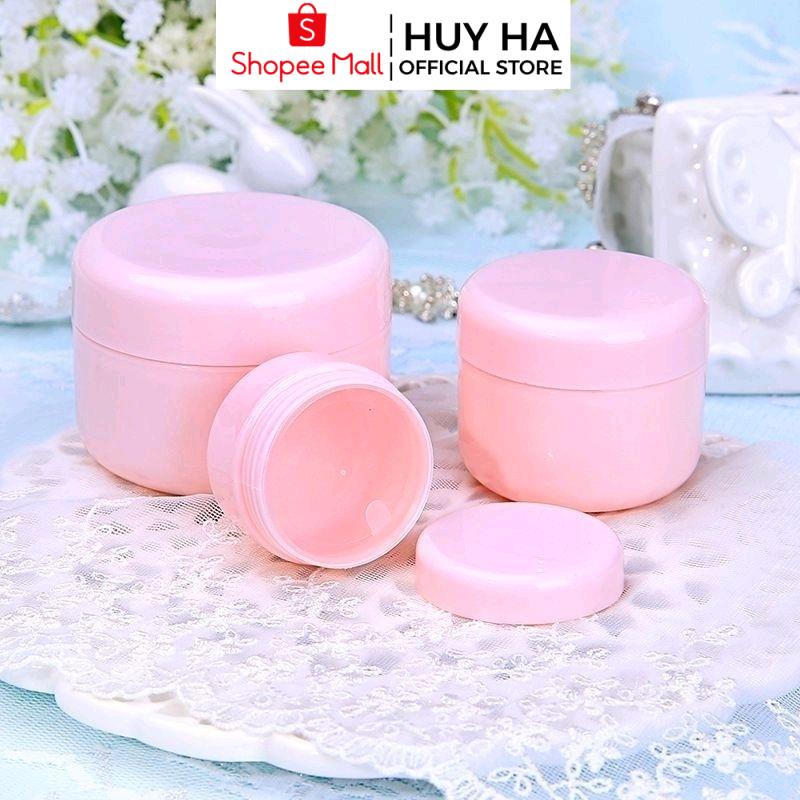 Hủ Hộp Đựng Kem HUY HA COSMETIC PACKAGING Hũ Tròn Thân Hồng Nắp Hồng 100g Chiết Mỹ Phẩm , Phụ Kiện Du Lịch