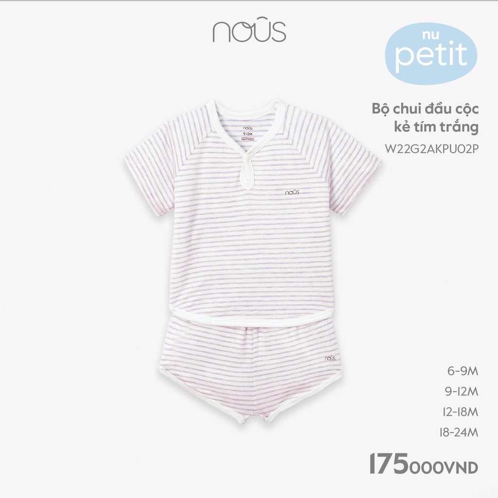 Bộ quần áo trẻ em cộc Nu Xô, petit thoáng khí, mềm mát, đủ màu Nous Bình Dương - Bipbipstore