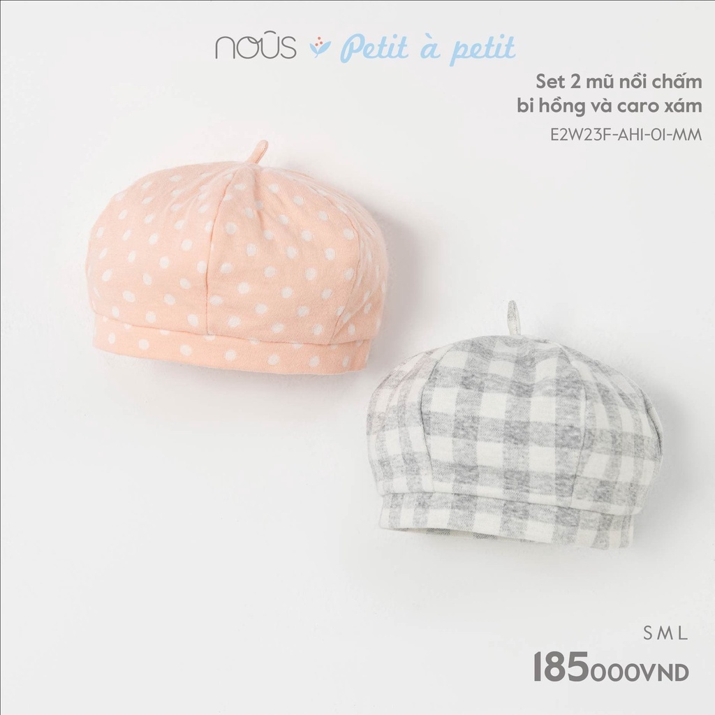 Set phụ kiện 2 mũ sơ sinh petit mềm mát cho bé đủ size - Nous Bình Dương