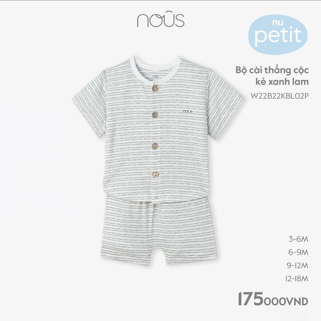 Bộ quần áo trẻ em cộc Nu Xô, petit thoáng khí, mềm mát, đủ màu Nous Bình Dương - Bipbipstore
