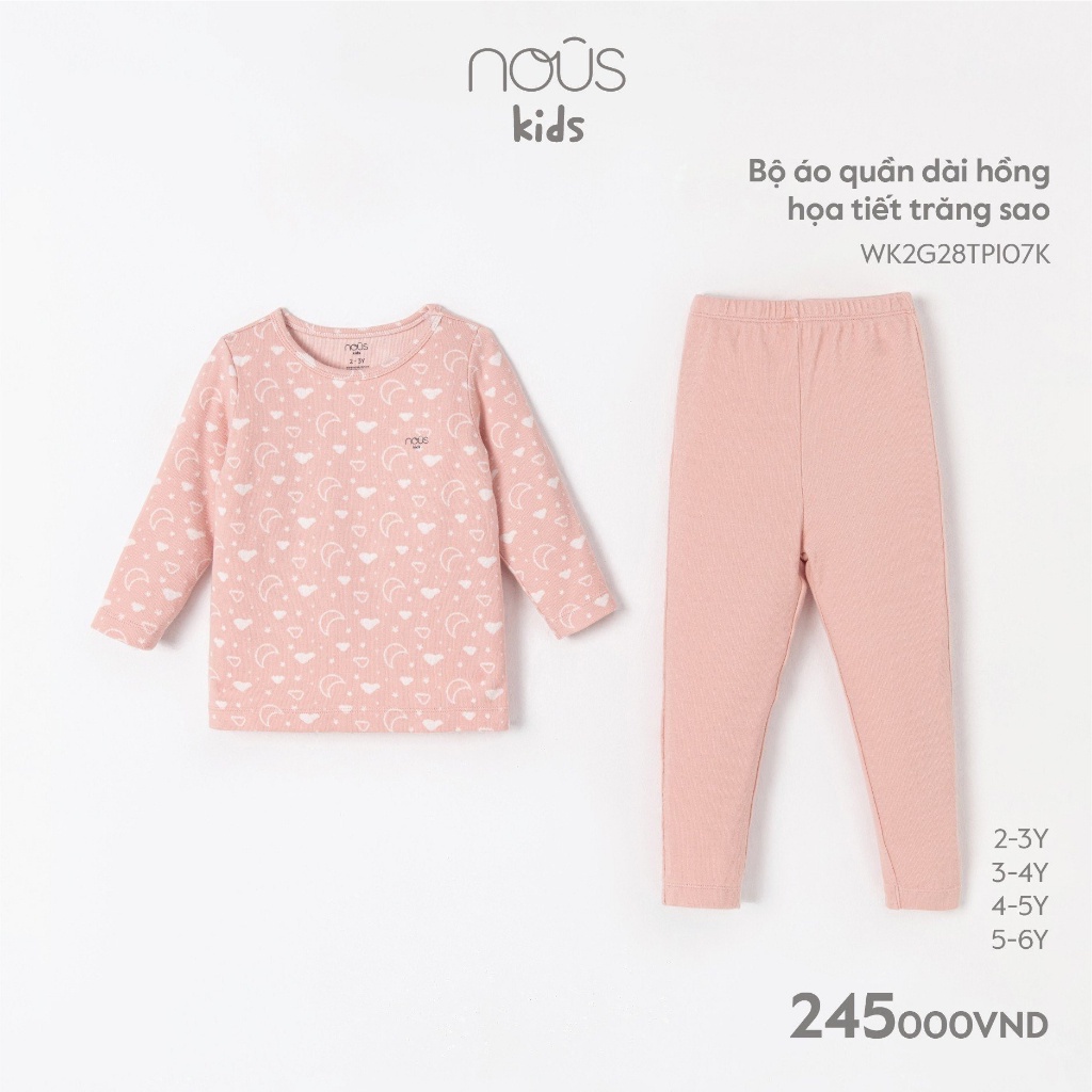 Bộ quần áo trẻ em nous kids bé gái trắng vàng có họa tiết 2 đến 5 tuổi - nu doux - Nous Bình Dương