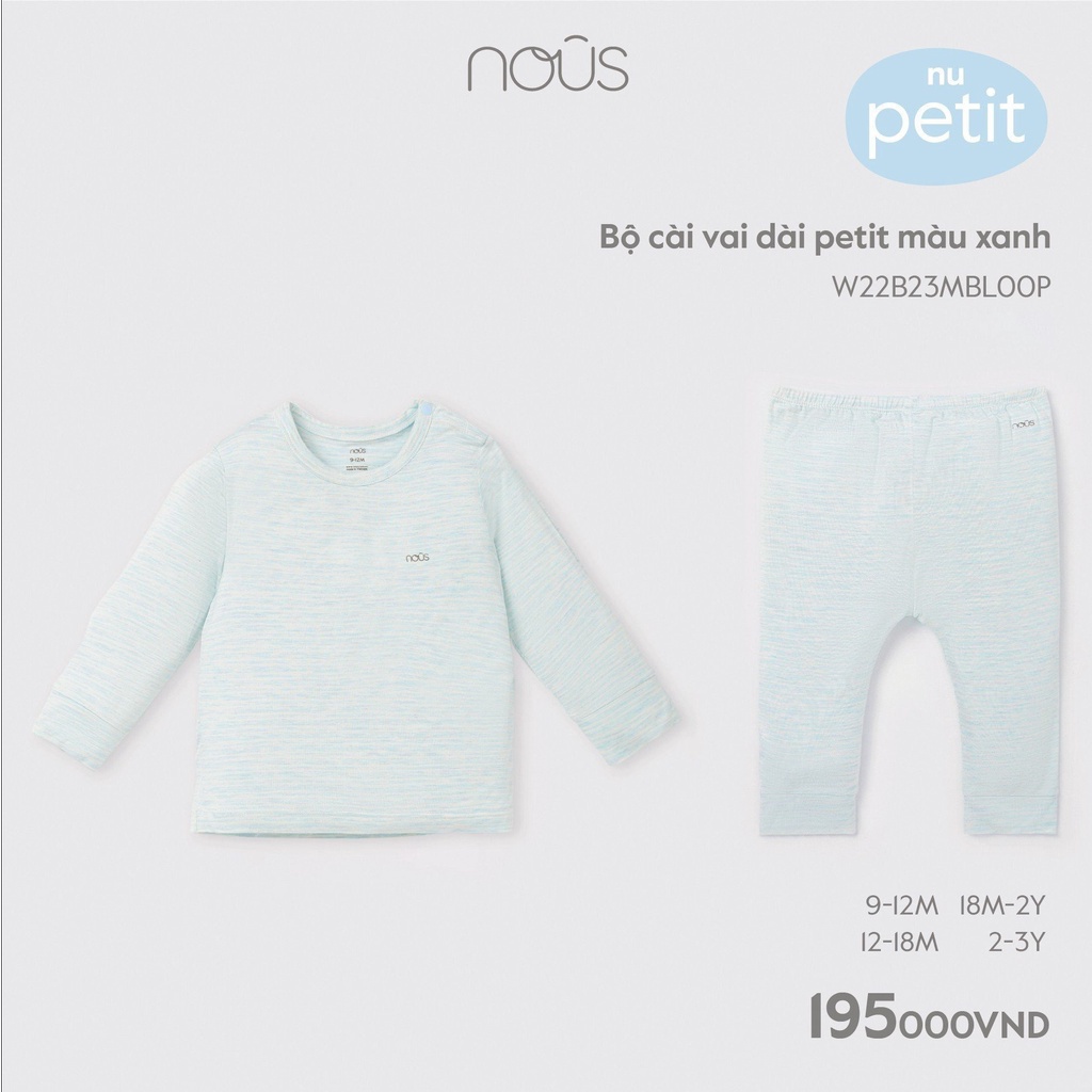 Bộ quần áo trẻ em cài vai dài nu petit, nu air, nu doux đủ màu 3 đến 24 tháng nous bình dương - bipbipstore