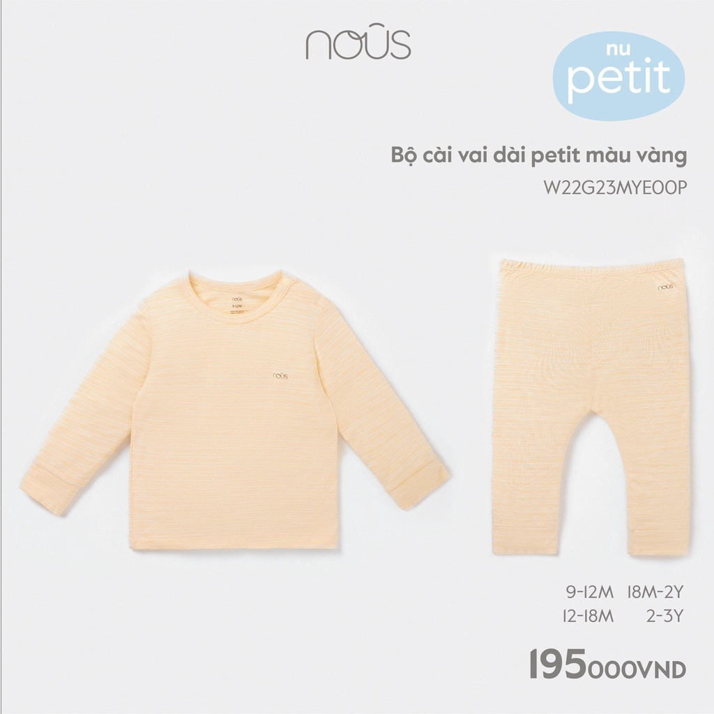 Bộ quần áo trẻ em cài vai dài nu petit, nu air, nu doux đủ màu 3 đến 24 tháng nous bình dương - bipbipstore