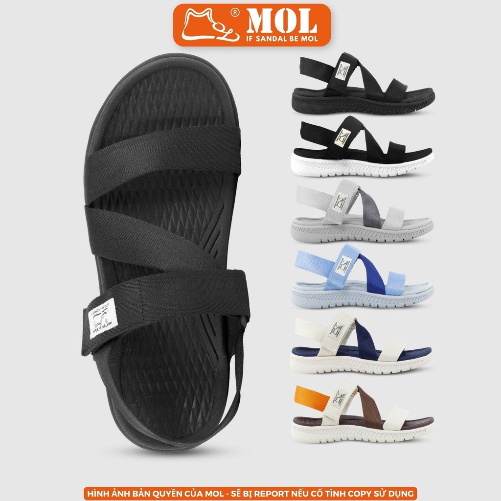 Sandal nam nữ unisex chính hãng MOL Zenstep MS6B quai chữ Z màu đen đế trắng