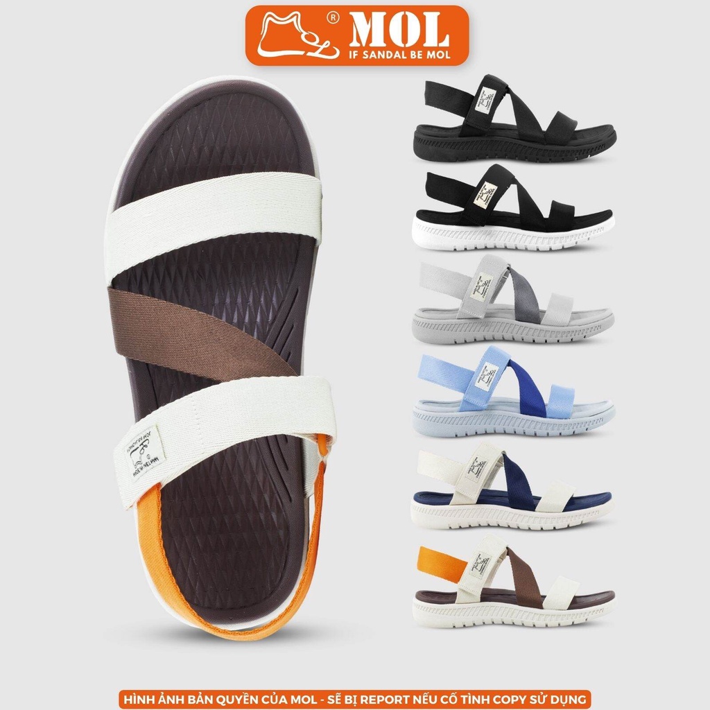 Sandal nam nữ unisex chính hãng MOL Zenstep MS6BO quai chữ Z màu beige phối cam