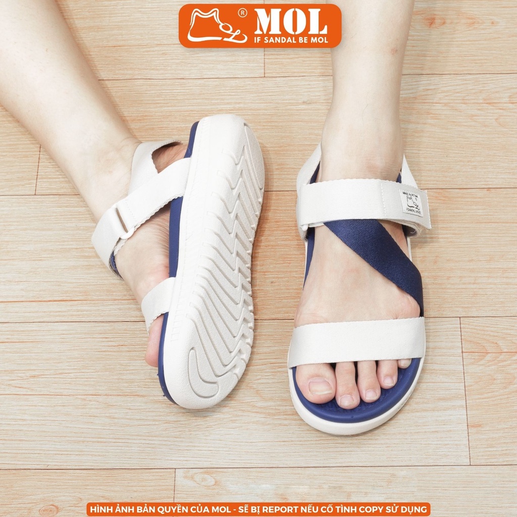 Sandal MOL Zenstep nam nữ unisex MS6Ch quai chữ Z màu beige phối xanh