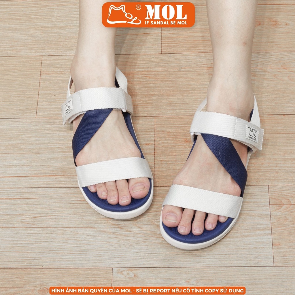 Sandal MOL Zenstep nam nữ unisex MS6Ch quai chữ Z màu beige phối xanh