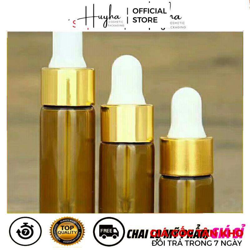 Chai Lọ Chiết Serum HUY HA COSMETIC PACKAGING  Đựng Tinh Dầu Thủy Tinh Mỏng Khoen Vàng Chiết Mỹ Phẩm