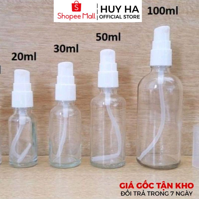 Chai Chiết Mĩ Phẩm Thủy Tinh Xịt Giọt 30ml,50ml,100ml Đựng Dầu Gội, Sữa Tắm HUY HA COSMETIC PACKAGING
