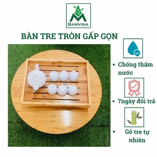 Bàn tre tròn BAMVINA (60cm cao 25cm) gấp gọn đa năng