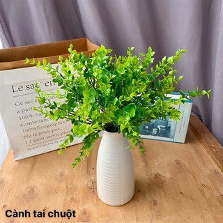 Cây giả, cành lá tai chuột cành lá ngâu chất liệu nhựa pvc