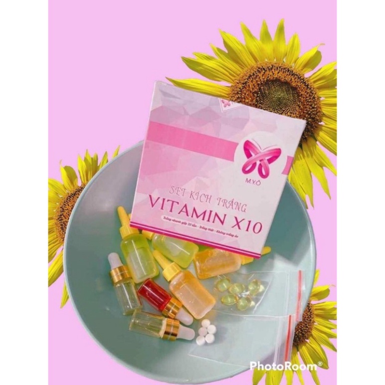 Bộ Kích Trắng X10 Vitamin Làm Trắng Mạnh Gấp 10 Hộp Như Hình .