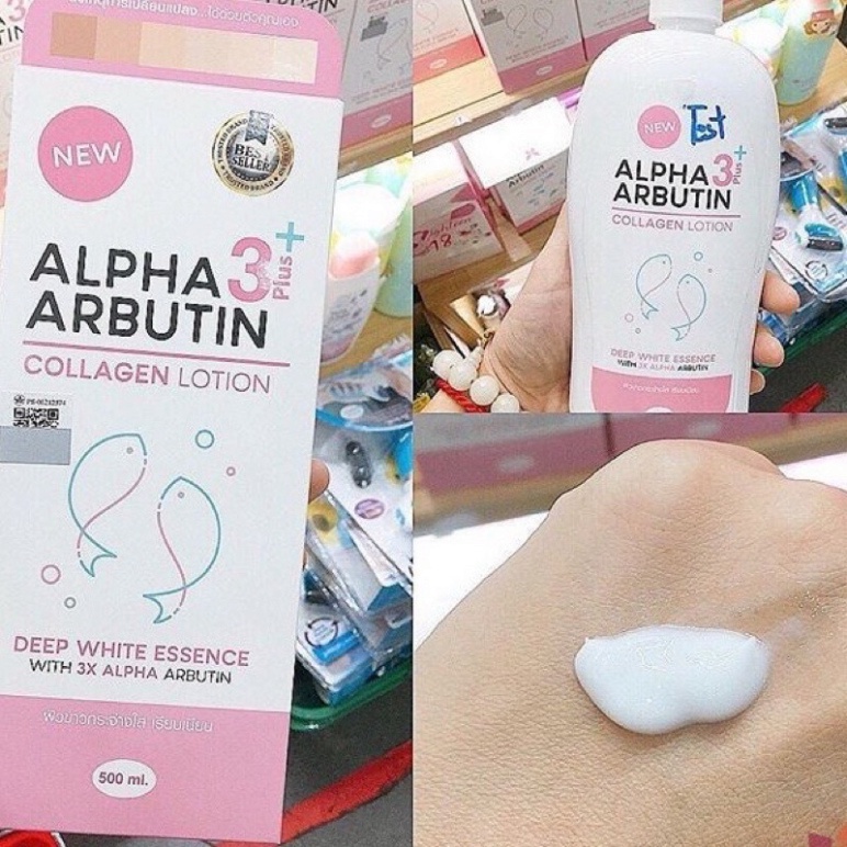 Sữa Dưỡng Thể Trắng Da Alpha Collagen Lotion 3+ Plus Thái Lan Dưỡng Trắng Mềm Mại 500ml .