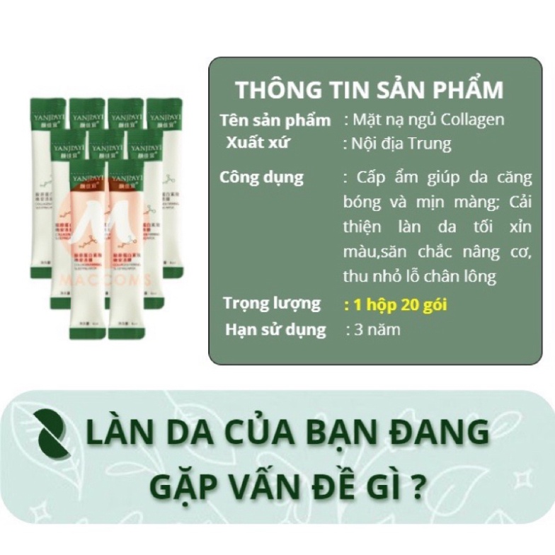 Mặt Nạ Ngủ Thạch Collagen YANJIAYI Hộp 20 Gói .