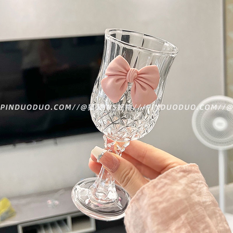 Ly Thủy Tinh Uống Rượu Sâm Panh Nổi Họa Tiết Kiểu Pháp niche ins Kính