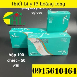 1 thùng 10 hộp găng tay y tế vglove có bột các saze xs-s-m