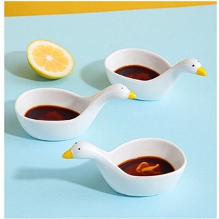 Đĩa sứ Nhỏ đựng nước chấm hình NgỗngCon hoạt hình Dễ Thương Sáng Tạo