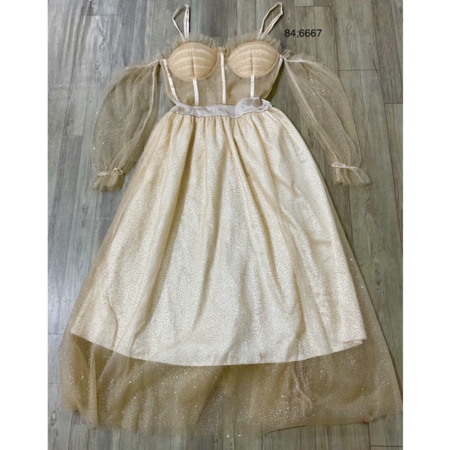 đầm thiết kế voan lưới phối nhũ xinh xắn size s