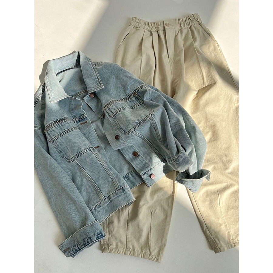 Áo Khoác denim cotton Dài Tay Dáng Rộng Phong Cách retro Châu Âu Thời Trang Xuân Thu 2023