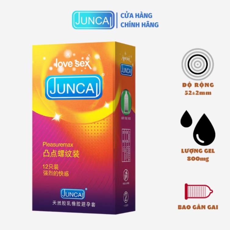 Bao cao có Gai gân Cực hưng phấn JUNCAI Plea siêu mỏng Kéo dài quan hệ Size52mm Chống xuất tinh sớm nam nữ shop XMARVEL