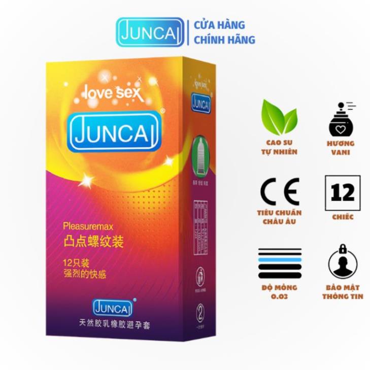 Bao cao có Gai gân Cực hưng phấn JUNCAI Plea siêu mỏng Kéo dài quan hệ Size52mm Chống xuất tinh sớm nam nữ shop XMARVEL