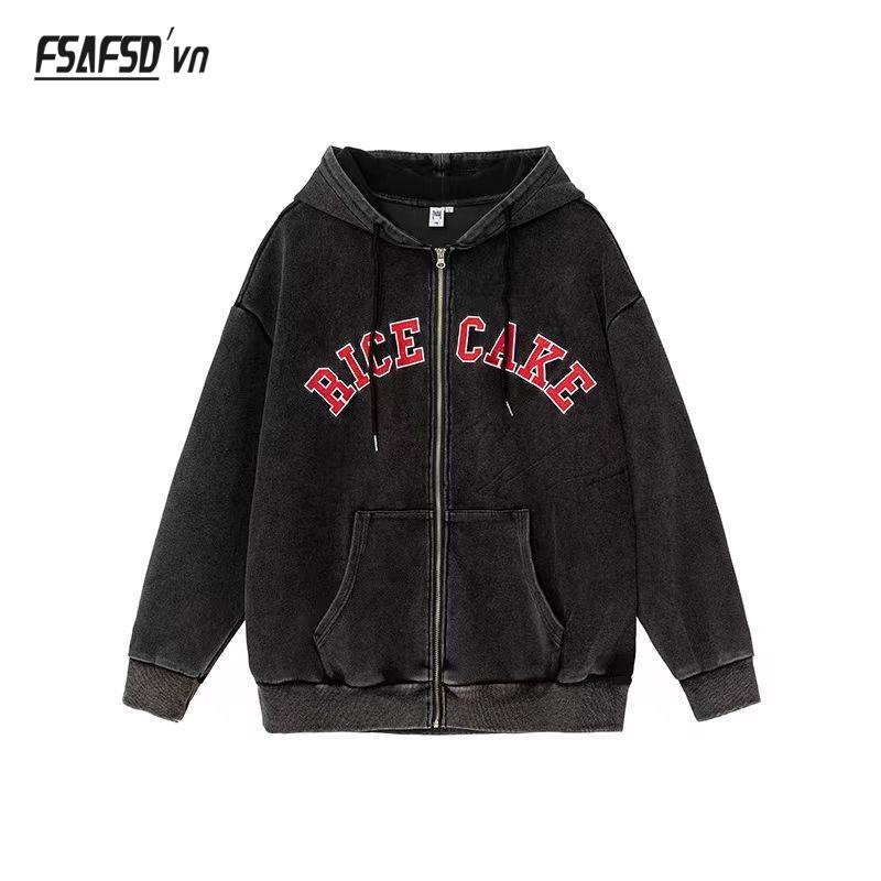Áo Khoác Hoodie In Chữ Đơn Giản Phong Cách retro Cho Cặp Đôi