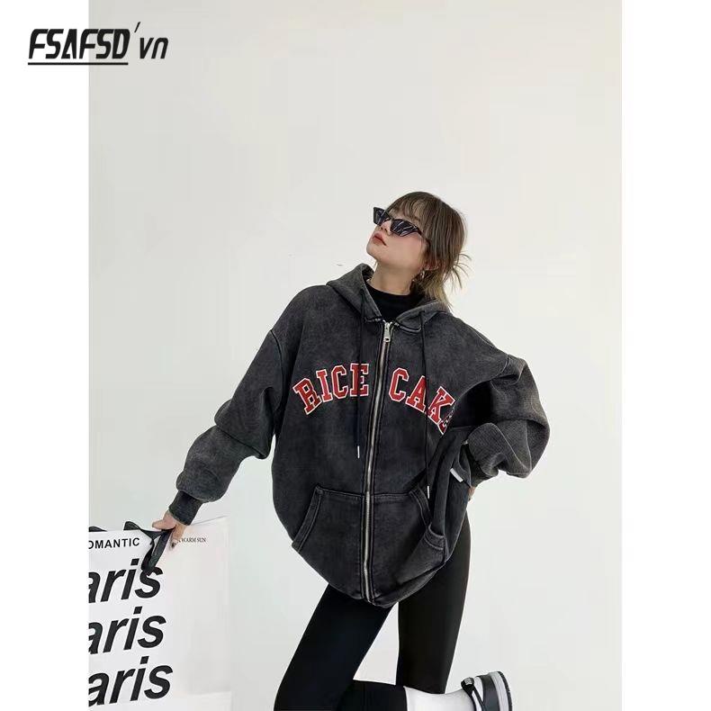 Áo Khoác Hoodie In Chữ Đơn Giản Phong Cách retro Cho Cặp Đôi