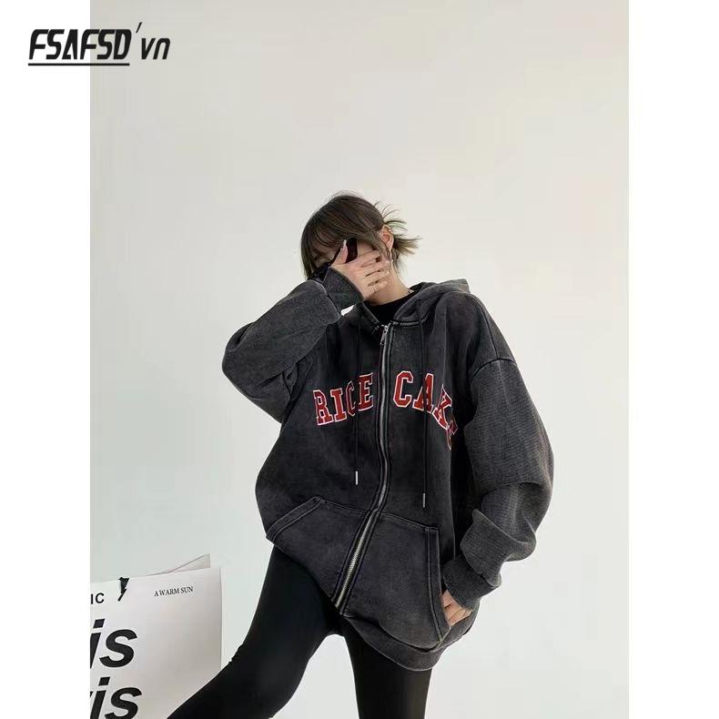 Áo Khoác Hoodie In Chữ Đơn Giản Phong Cách retro Cho Cặp Đôi