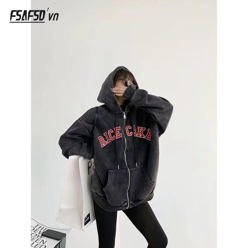 Áo Khoác Hoodie In Chữ Đơn Giản Phong Cách retro Cho Cặp Đôi