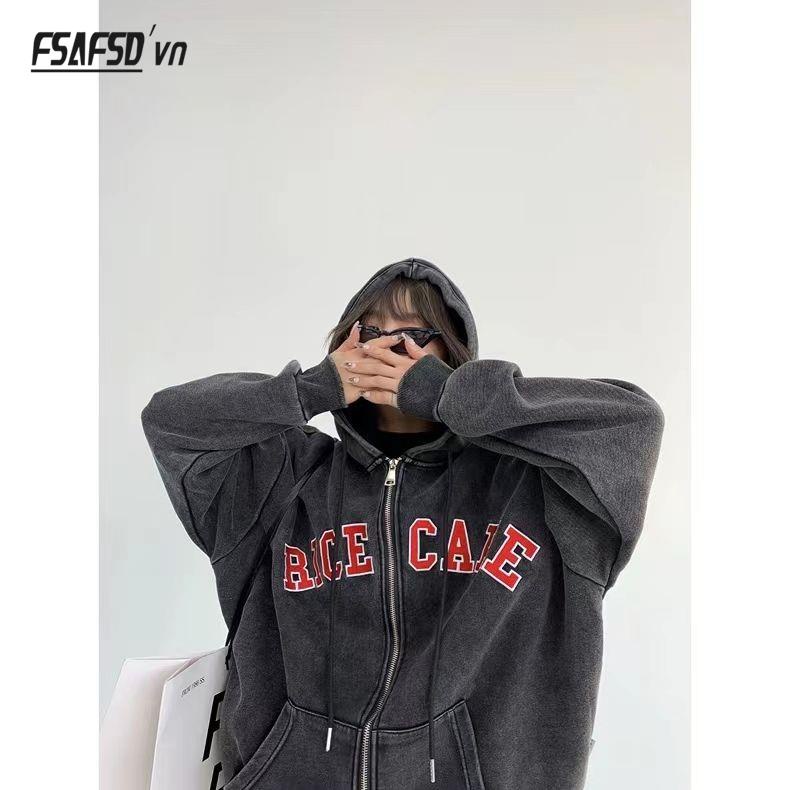 Áo Khoác Hoodie In Chữ Đơn Giản Phong Cách retro Cho Cặp Đôi