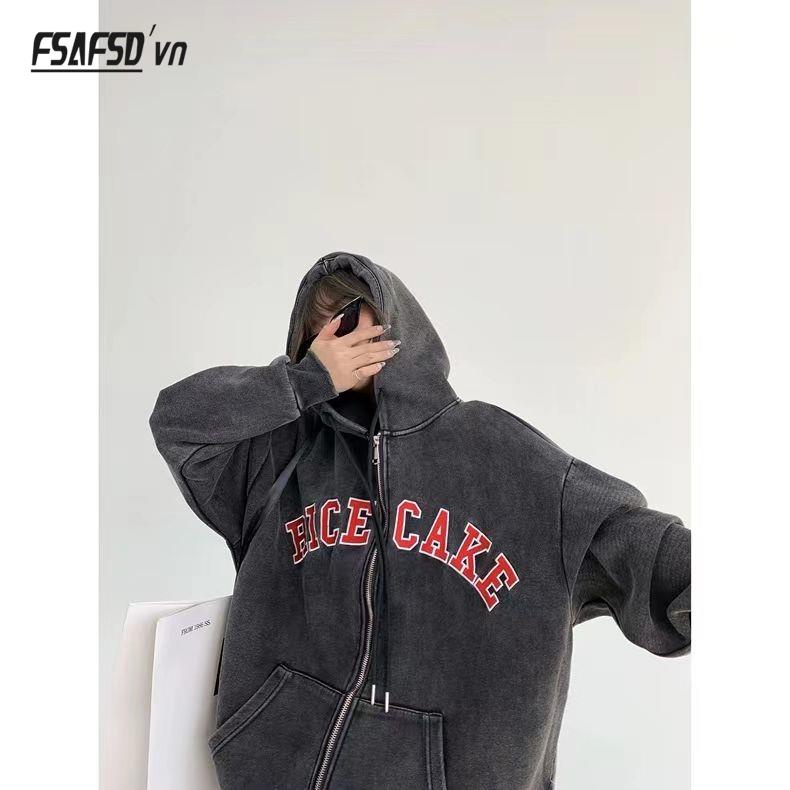 Áo Khoác Hoodie In Chữ Đơn Giản Phong Cách retro Cho Cặp Đôi