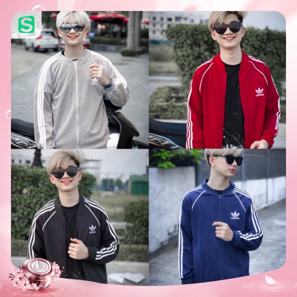 (Ảnh Thật) Áo Khoác Bomber ADIDAS 3 Sọc Hàng Xịn full 4 màu: Đen-Đỏ-Xám-Xanh Than - Coke shop -Ngo shop