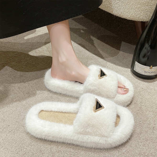 Dép Đế Dày Phối Lông Thời Trang Thu Đông Mới